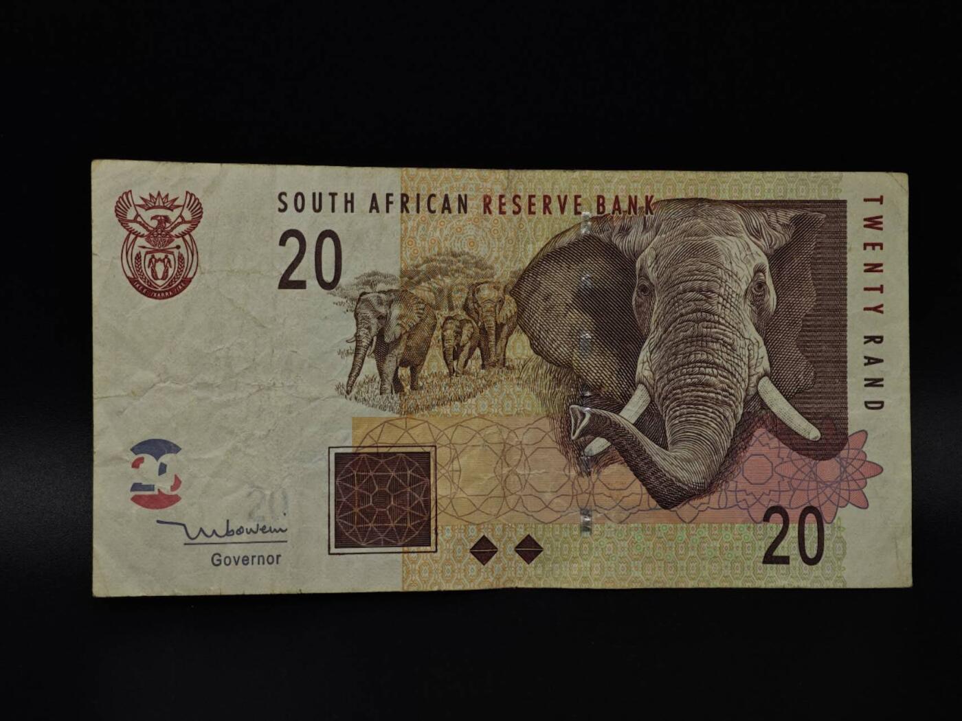  【淘币小摊】限时拍第八百八十四拍   纸币场    每周一统一发货 南非20兰德纸币【有折】