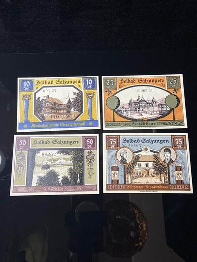 2026年第三十七场(总第二百零六场）德紧纸币特拍场(佣金3%，最低1元) - 德紧纸币–德国图林根州巴特萨尔茨隆根市（Bad Salzungen）10、25、50、75芬妮四枚套票