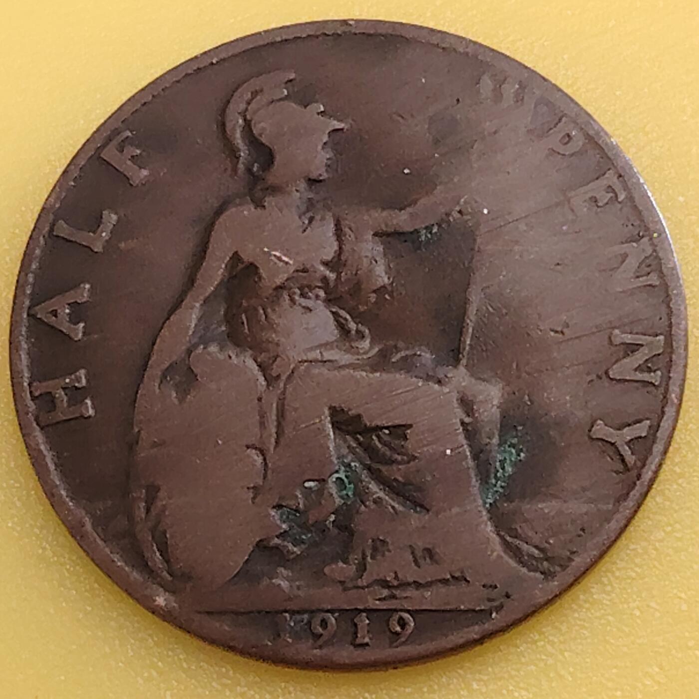 布加迪🐬～世界钱币(上海)🌾第 282 期 /  各国套币和散币 英国🇬🇧 1919年 1/2便士 乔治五世