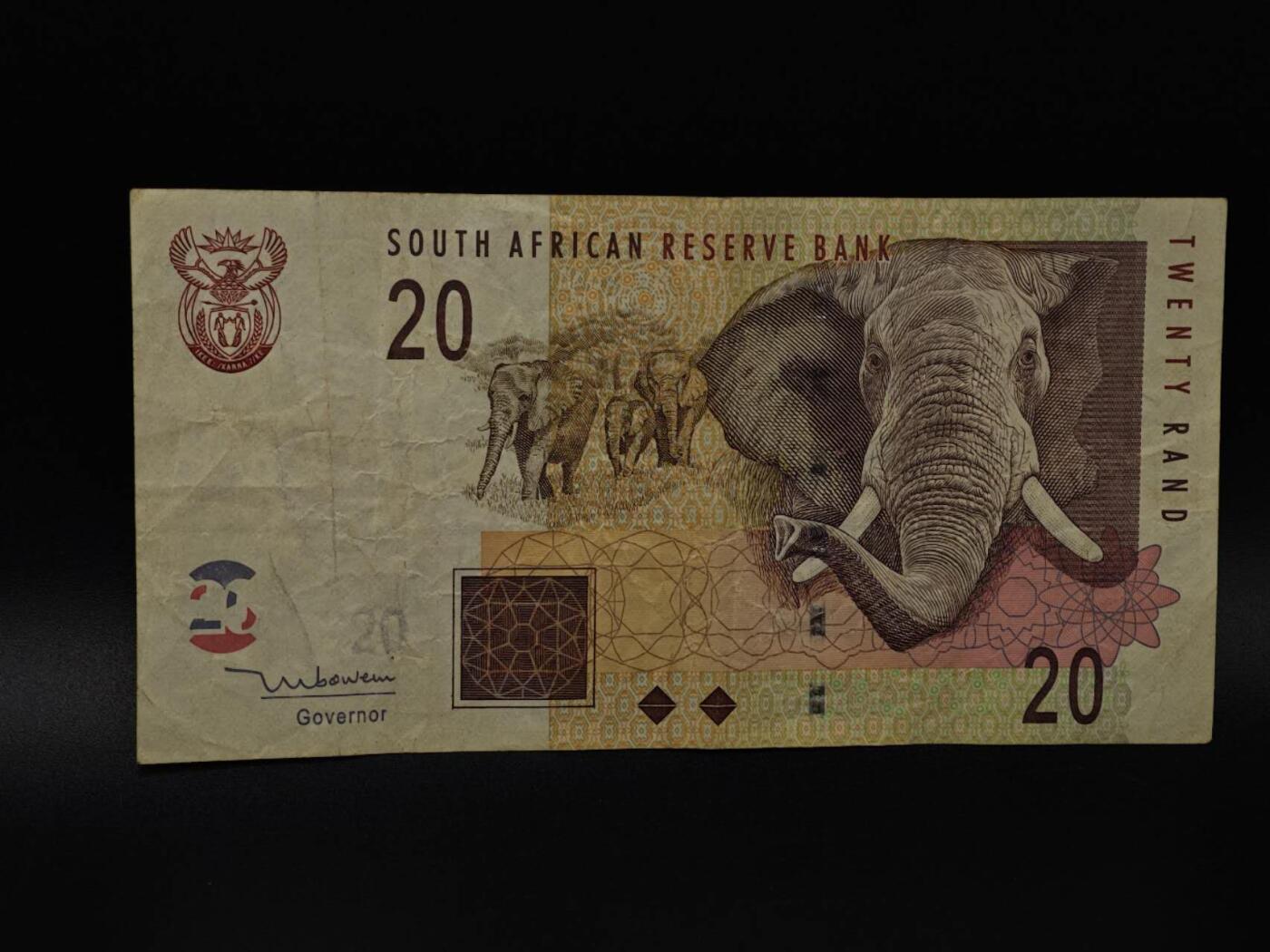  【淘币小摊】限时拍第八百八十四拍   纸币场    每周一统一发货 南非20兰德纸币【有折】