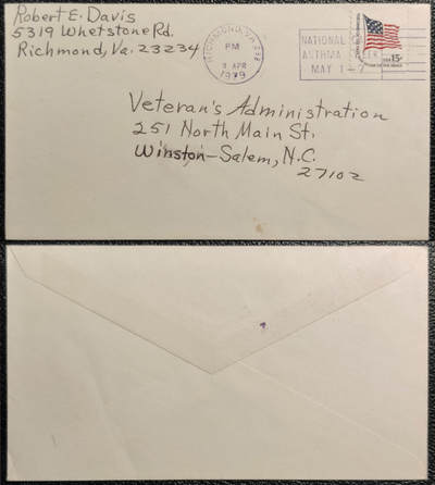 洪涛臻品批发群 精选邮票限时拍卖第1292期  - 1979美国里士满实寄封,贴自由的土地,勇敢者的家园国旗邮票,盖哮喘周机盖戳