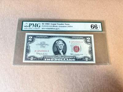 【Blue Auction】世界纸币精拍第798期——18级TOP拍卖/信誉/品质/专业/高效💫 - 【AA无47】美国 1963年2美金 PMG66EPQ 