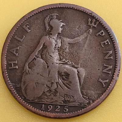 布加迪🐬～世界钱币(上海)🌾第 282 期 /  各国套币和散币 - 英国🇬🇧 1925年 1/2便士 乔治五世