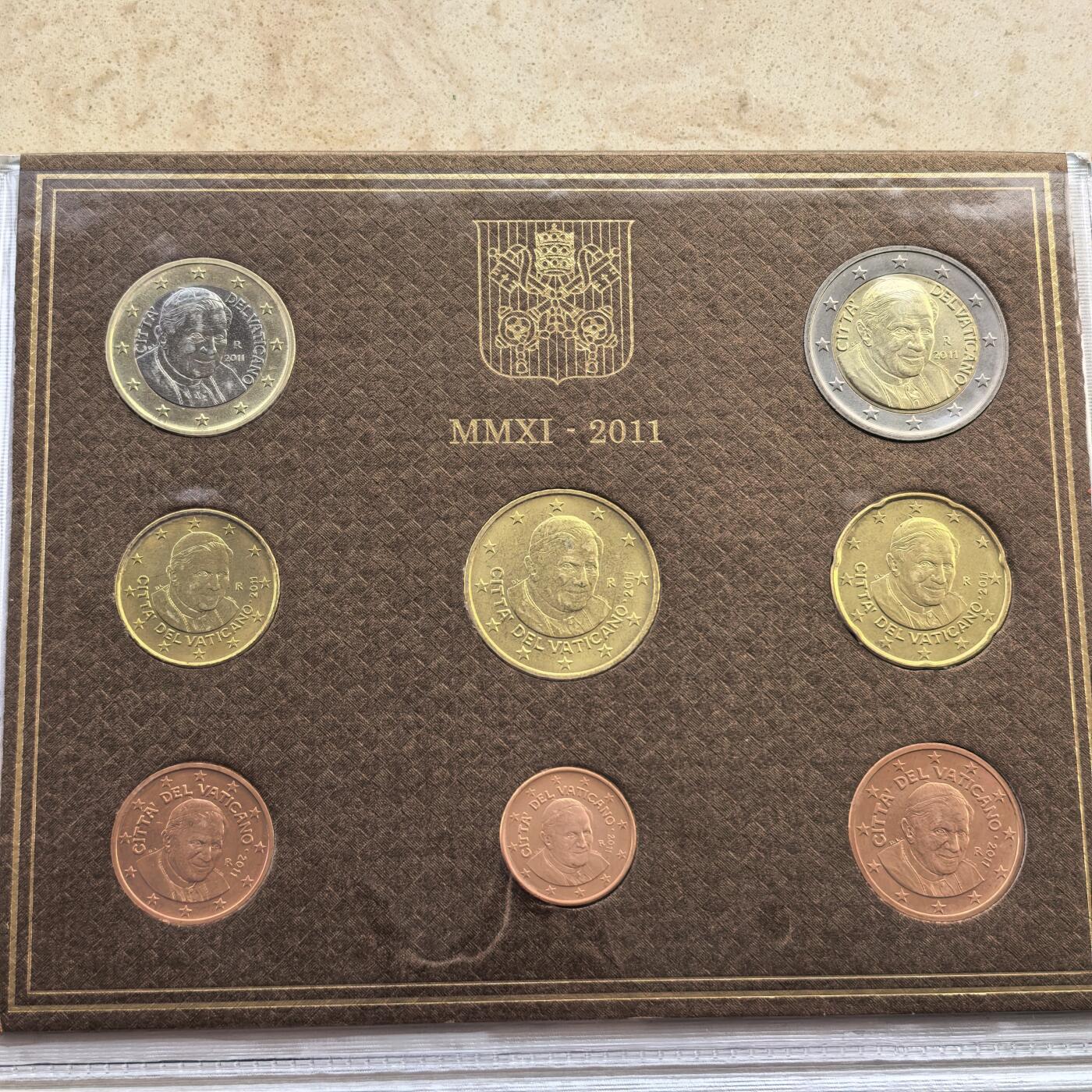 道一币馆币章第一百七十场 原包装 梵蒂冈2011年欧元套币八枚