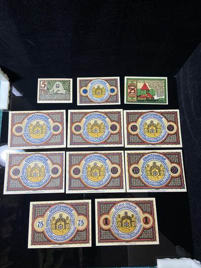 2026年第三十七场(总第二百零六场）德紧纸币特拍场(佣金3%，最低1元) - 德紧纸币–德国下萨克森州奥斯纳布吕克市（Stadt Osnabrück）5、10、25、50、75芬妮，1马克十一枚套票