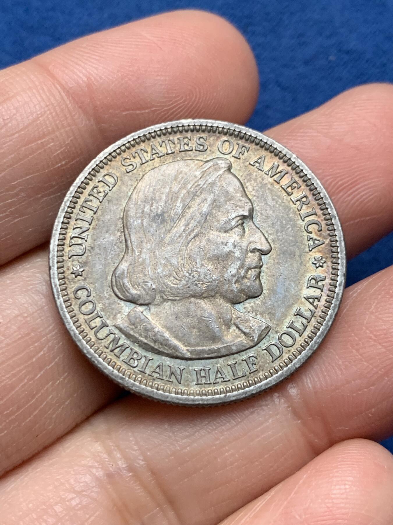 《竞宝斋》第473场 周日，周一 2场连拍 （全场包邮）欢迎送拍 美国1892年哥伦布纪念半美元银币，首年版，细节好