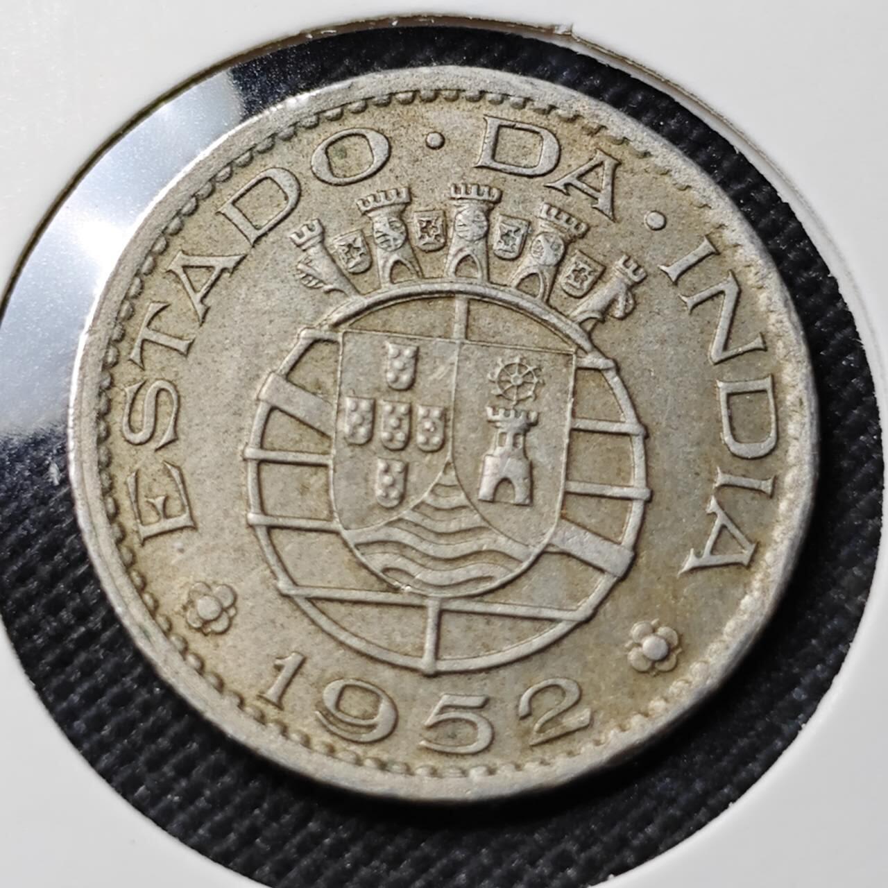 KK钱币收藏小铺   套币专场 2月预留时间 周末发货  1952葡属印度1/2埃斯库多镍币