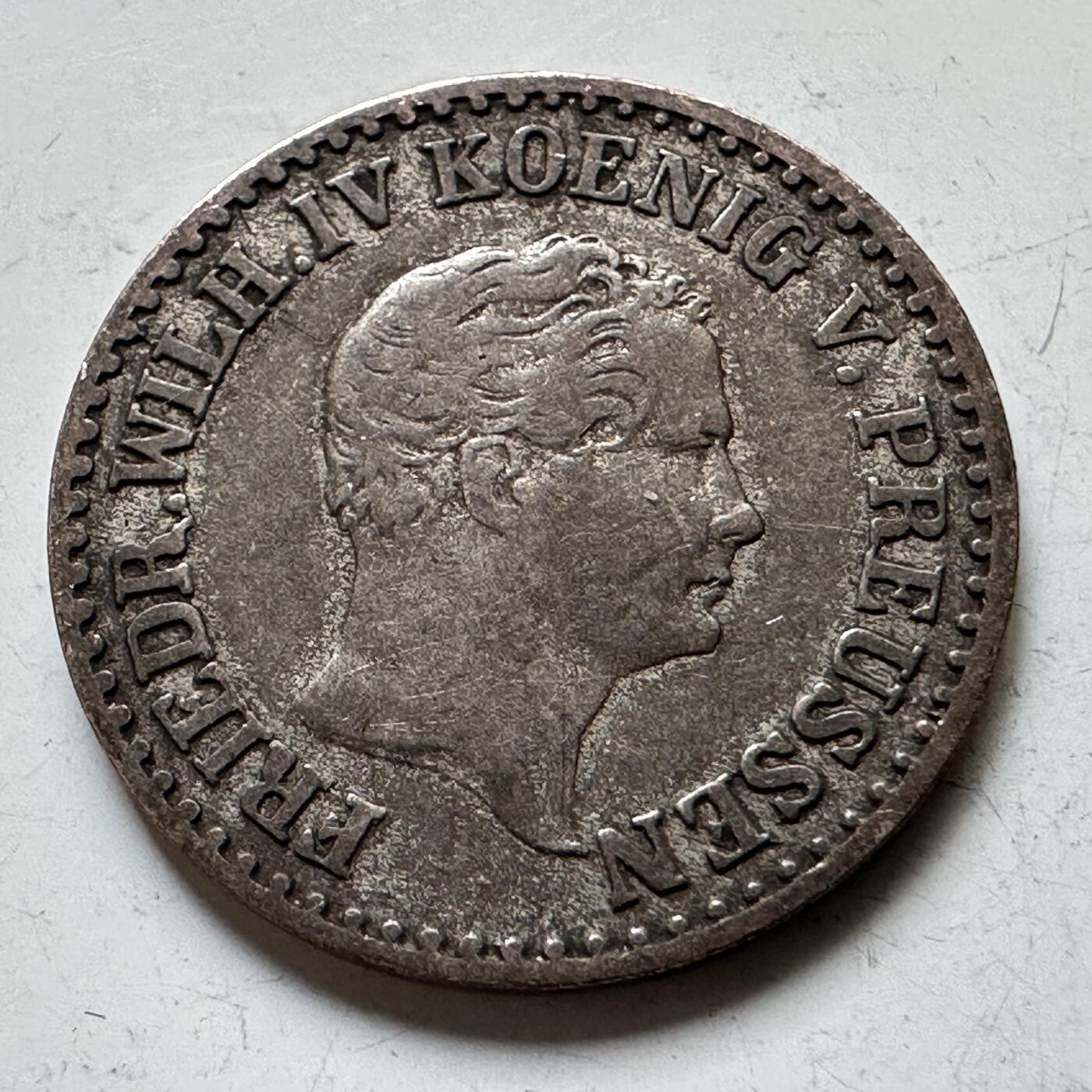 🌹外币初藏🌹🐯2026年第34场   每周二四六晚8️⃣点 接代拍 普鲁士1851年腓特烈·威廉四世 1银格罗申银币 2.23g 18.0mm 37.5%银