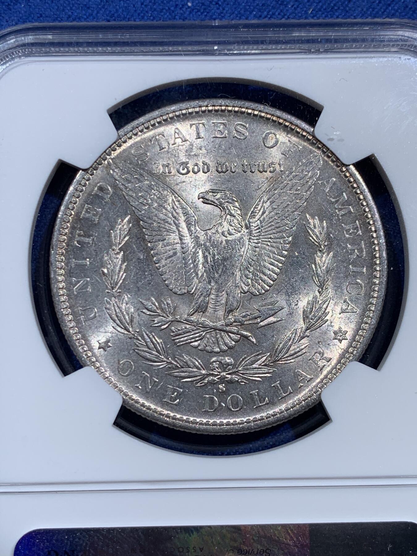 《竞宝斋》第473场 周日，周一 2场连拍 （全场包邮）欢迎送拍 NGC AU58 美国1882年摩根1美元银币