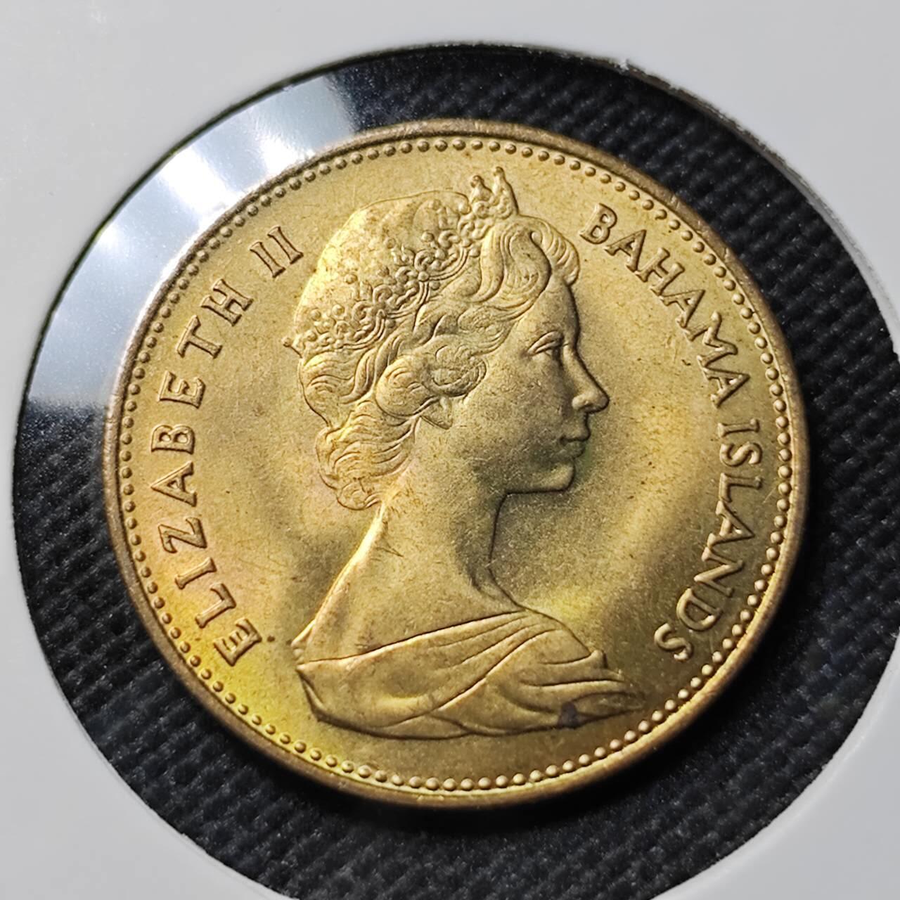 KK钱币收藏小铺   套币专场 2月预留时间 周末发货  1969巴哈马海星1分铜币 好品