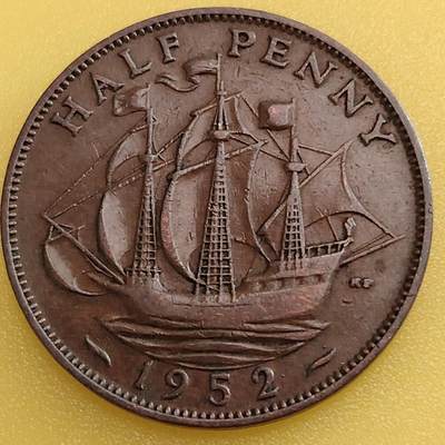 布加迪🐬～世界钱币(上海)🌾第 282 期 /  各国套币和散币 - 英国🇬🇧 1952年 1/2便士 乔治六世