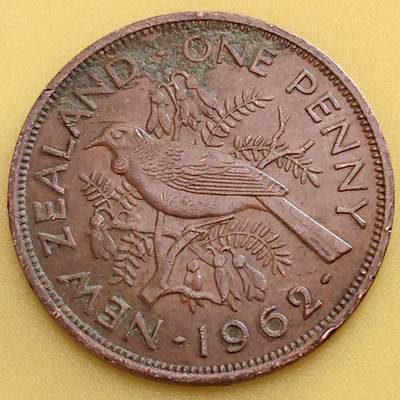 布加迪🐬～世界钱币(上海)🌾第 282 期 /  各国套币和散币 - 新西兰🇳🇿 1962年 1便士