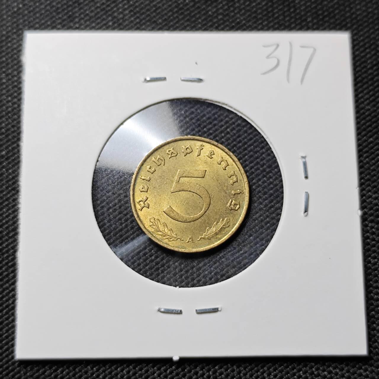 KK钱币收藏小铺   套币专场 2月预留时间 周末发货  1938德国5芬尼 好品