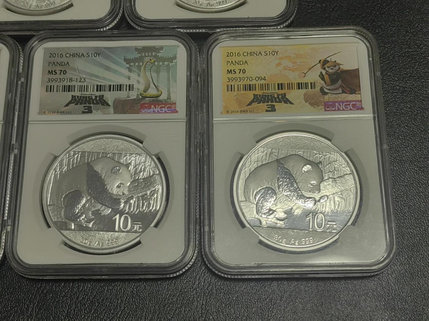 洪涛臻品批发群 精选邮票限时拍卖第1296期  NGC评级熊猫银币 NGC70满分，银币品相好适合收藏，功夫熊猫5枚一套，超低起拍价，喜欢不要错过