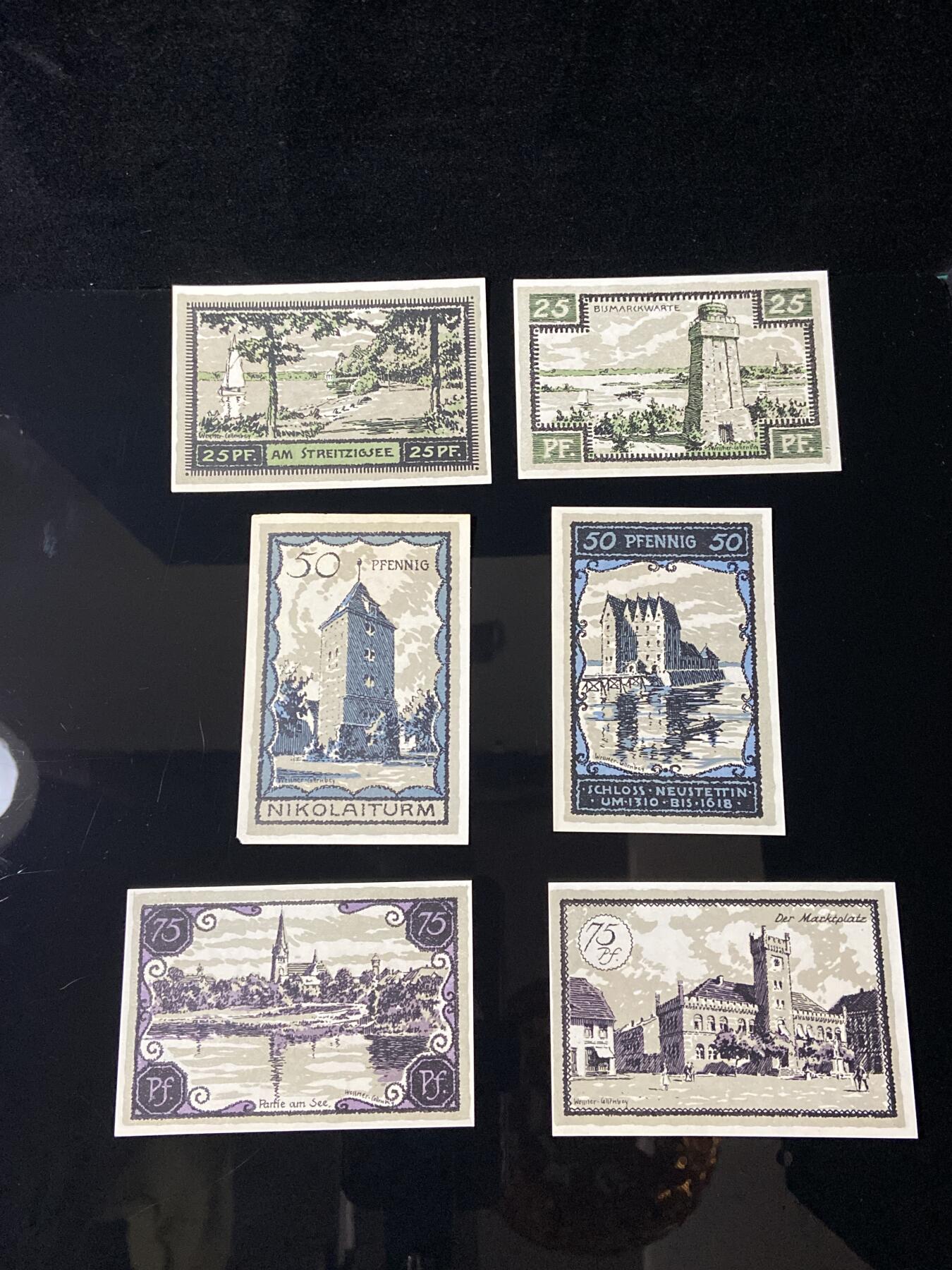 2026年第三十七场(总第二百零六场）德紧纸币特拍场(佣金3%，最低1元) 德紧纸币–德国波美拉尼亚省诺伊施泰廷市（Neustettin，今波兰什切青旧城Szczecinek）25、50、75芬妮六枚套票