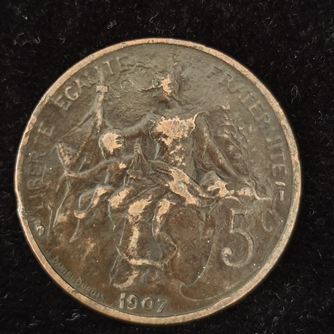 Krab外币市集Vol.27 法国1907年5分