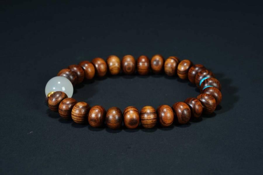 上海都达杂项专场五十八【全场包邮】  海南黄花梨虎皮纹算盘珠手串 附鉴定证书93-244