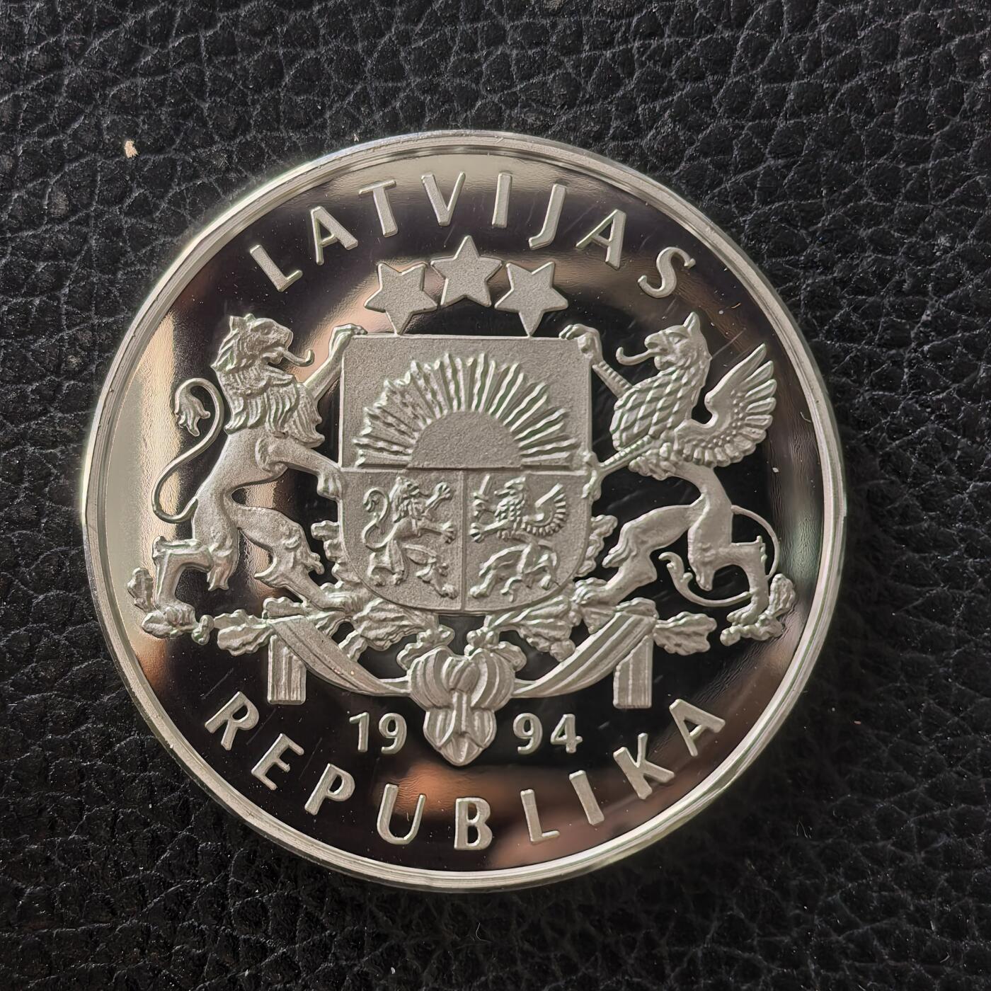 道一币馆币章第一百七十一场 拉脱维亚1994年亚特兰大奥运会10拉特精制银币 31.47g 925S 30000
