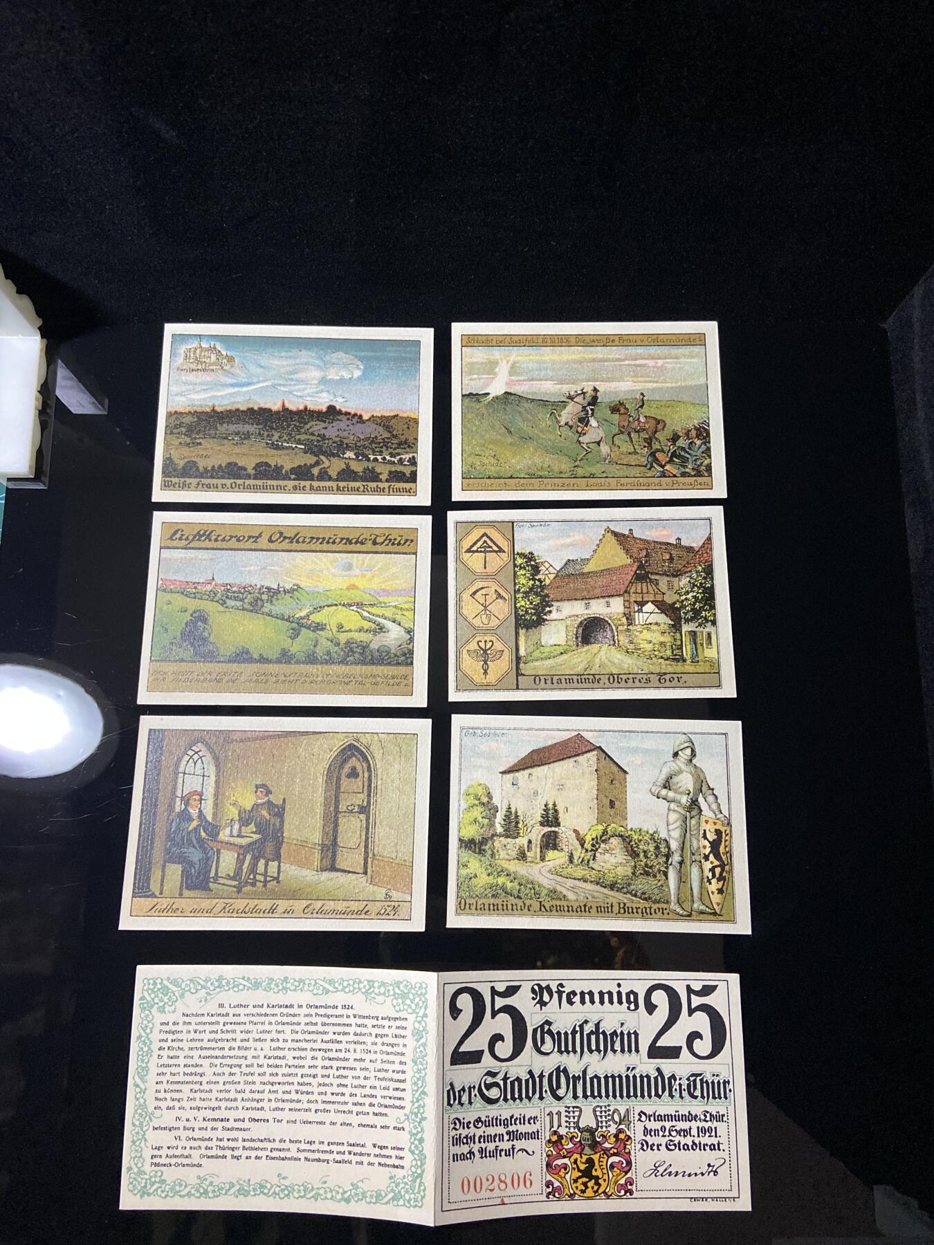 2026年第三十七场(总第二百零六场）德紧纸币特拍场(佣金3%，最低1元) 德紧纸币–德国图林根州奥拉明德市（Orlamünde in Thüringen）50芬妮六枚套票