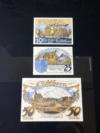2026年第三十七场(总第二百零六场）德紧纸币特拍场(佣金3%，最低1元) - 德紧纸币–德国梅克伦堡-前波美拉尼亚州吕布滕乡（Gemeinde Lübthen，今吕布滕/吕特亨）10、25、50芬妮三枚套票