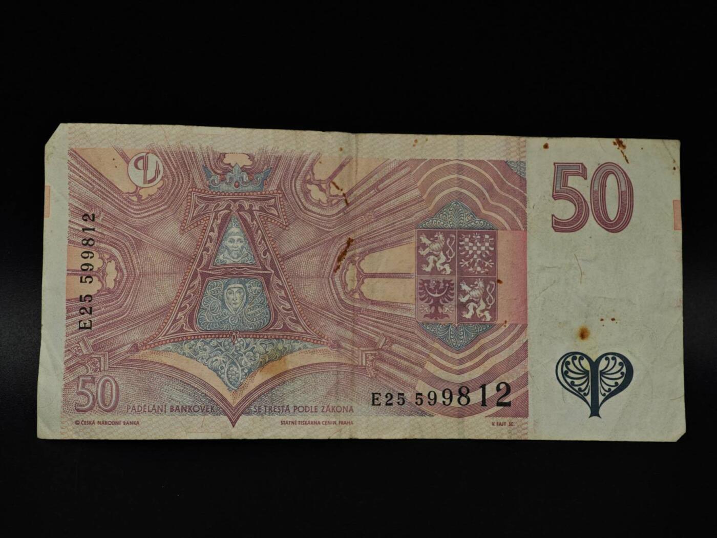  【淘币小摊】限时拍第八百八十四拍   纸币场    每周一统一发货 捷克50克朗纸币【有折】