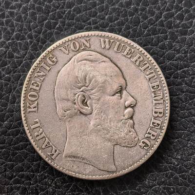 道一币馆币章第一百七十一场 - 普鲁士德国1871年符腾堡普法战争胜利1泰勒纪念银币 18.52g 900S  