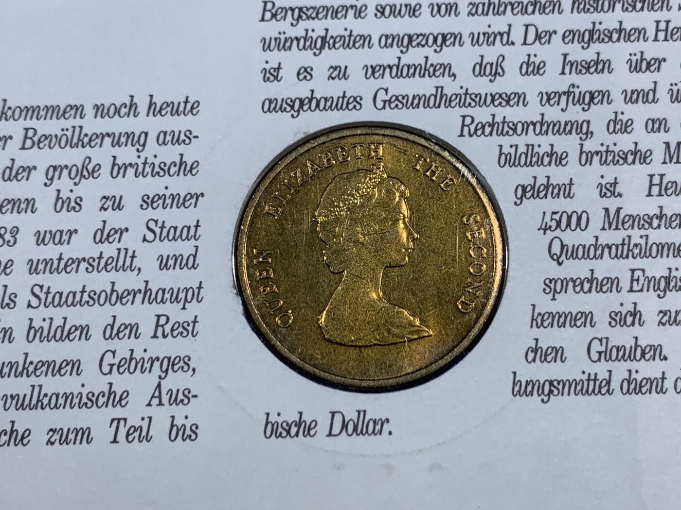 《竞宝斋》第473场 周日，周一 2场连拍 （全场包邮）欢迎送拍 圣基茨和尼维斯1990年邮币封 带一枚1981年1元