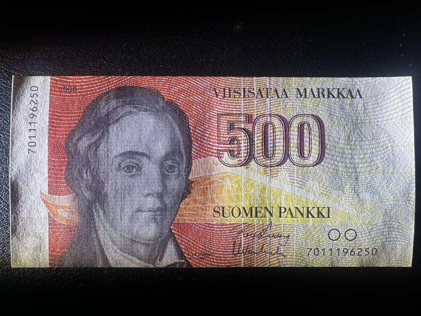 【Blue Auction】世界纸币精拍第798期——18级TOP拍卖/信誉/品质/专业/高效💫  芬兰 1986年500马克 无Litt. A版 AU+