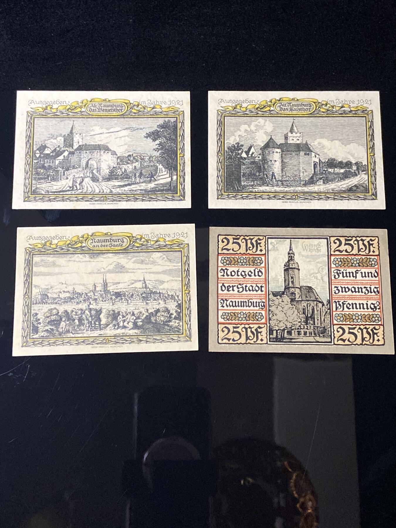 2026年第三十七场(总第二百零六场）德紧纸币特拍场(佣金3%，最低1元) 德紧纸币–德国萨克森-安哈尔特州瑙姆堡市（Stadt Naumburg a. d. Saale）25、75芬妮四枚套票