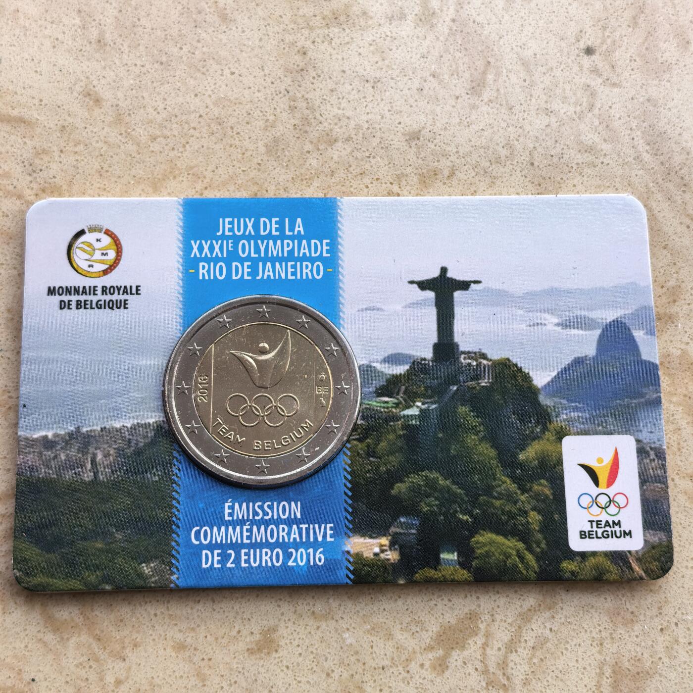 道一币馆币章第一百七十场 卡册 比利时2016年里约奥运会2欧元纪念币 少许开胶