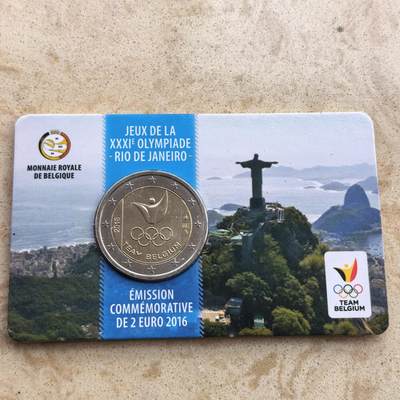 道一币馆币章第一百七十场 - 卡册 比利时2016年里约奥运会2欧元纪念币 少许开胶