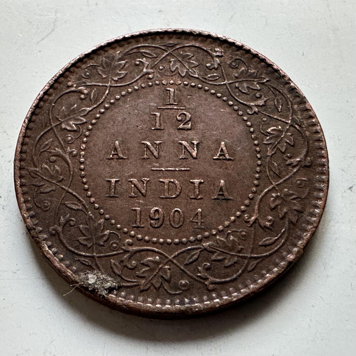 🌹外币初藏🌹🐯2026年第34场   每周二四六晚8️⃣点 接代拍 英属印度1904年爱德华七世 1/12安娜铜币