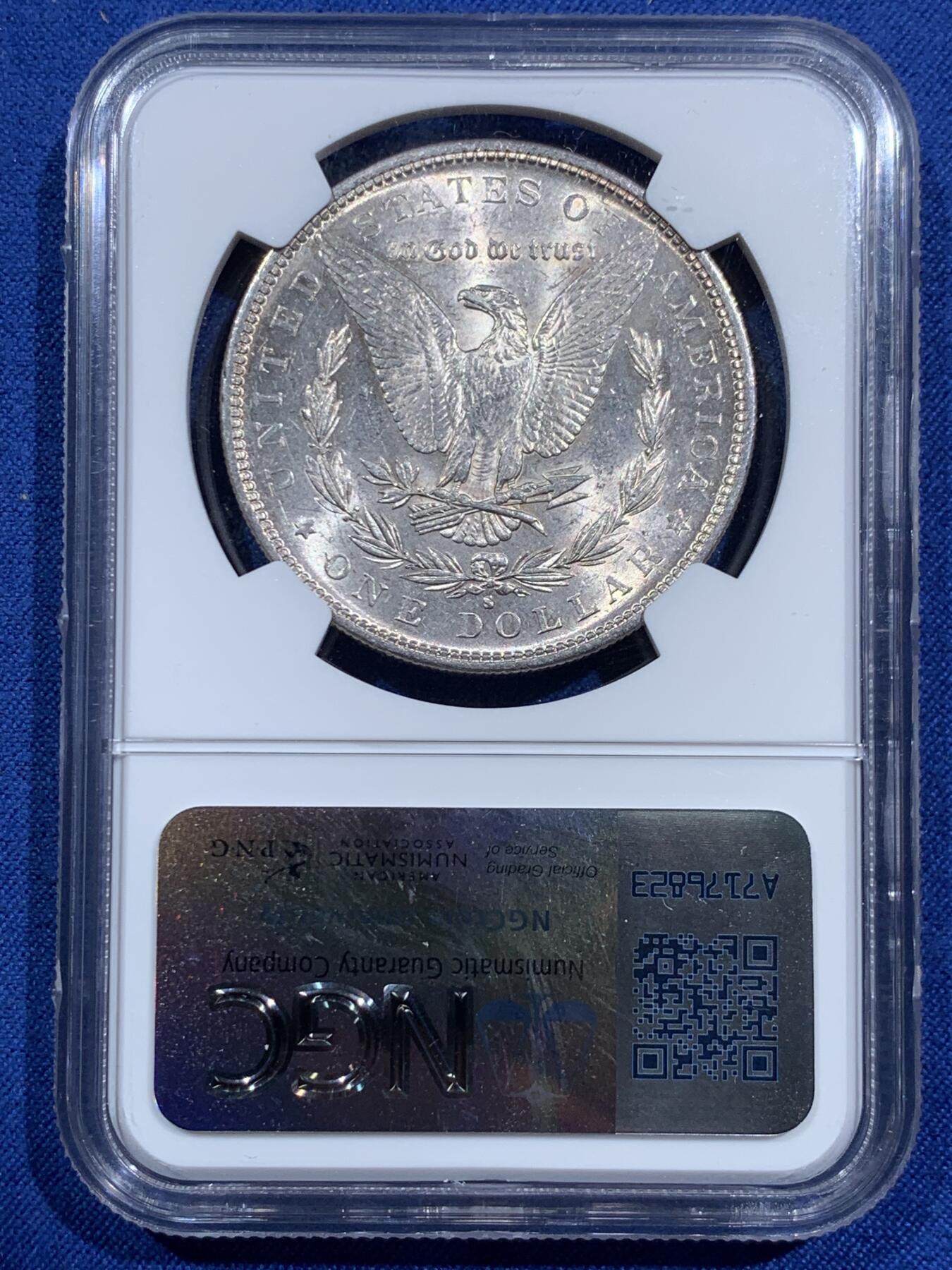 《竞宝斋》第473场 周日，周一 2场连拍 （全场包邮）欢迎送拍 NGC AU58 美国1882年摩根1美元银币