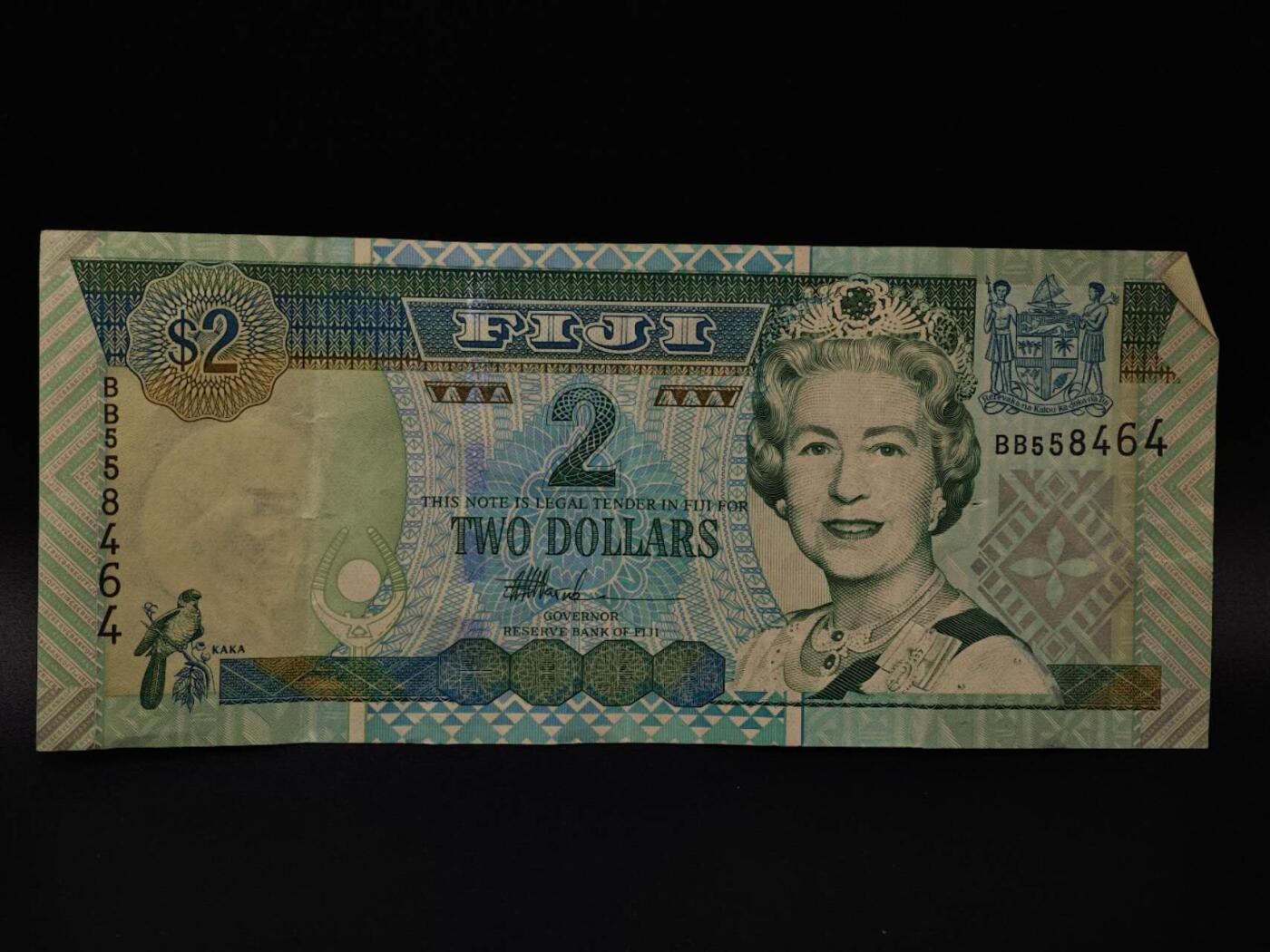  【淘币小摊】限时拍第八百八十四拍   纸币场    每周一统一发货 斐济2元纸币【有折】