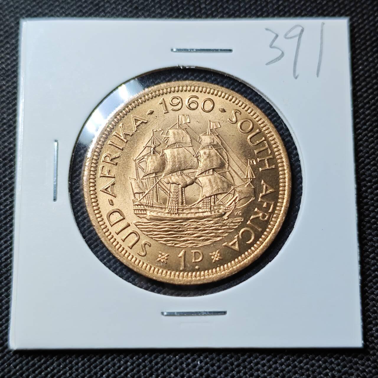 KK钱币收藏小铺   套币专场 2月预留时间 周末发货  1960英属南非1便士铜币 好品