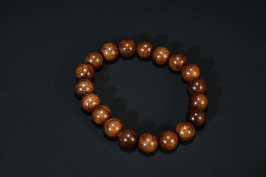 上海都达杂项专场五十八【全场包邮】  海南黄花梨虎皮纹1.0圆珠手串 附鉴定证书93-242