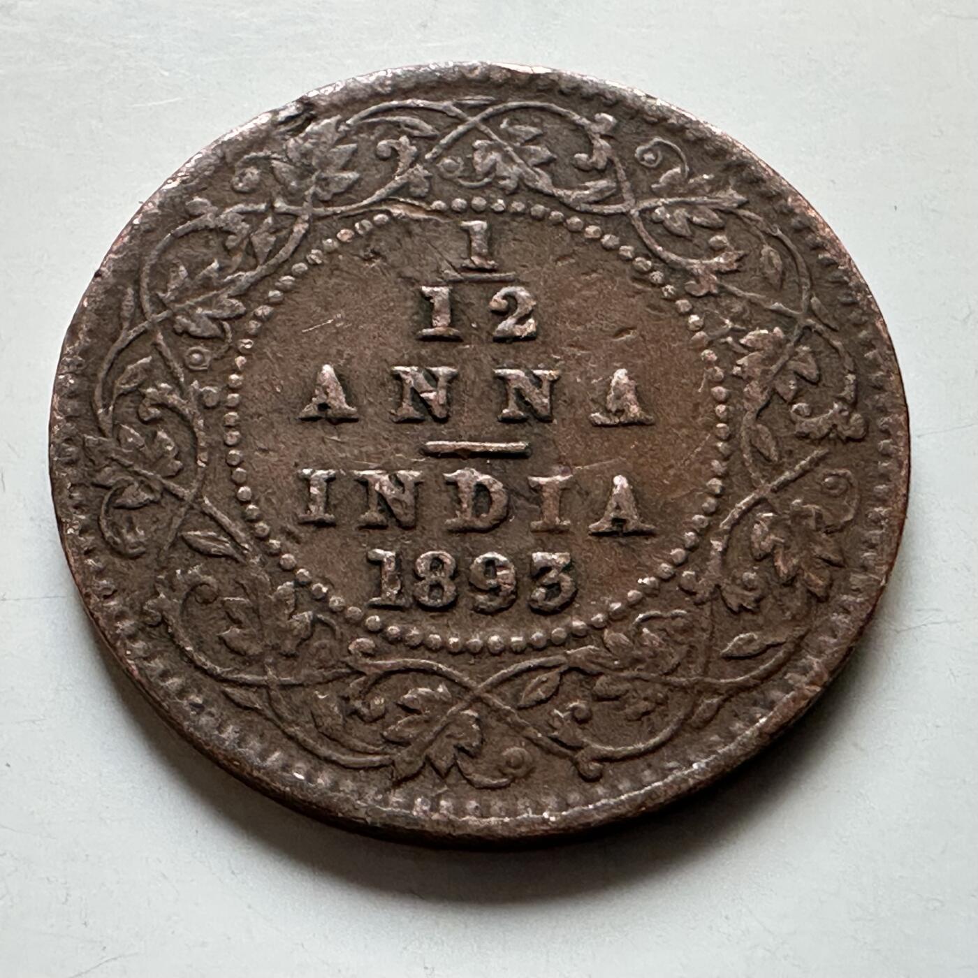 🌹外币初藏🌹🐯2026年第34场   每周二四六晚8️⃣点 接代拍 英属印度1893年维多利亚 1/12安娜