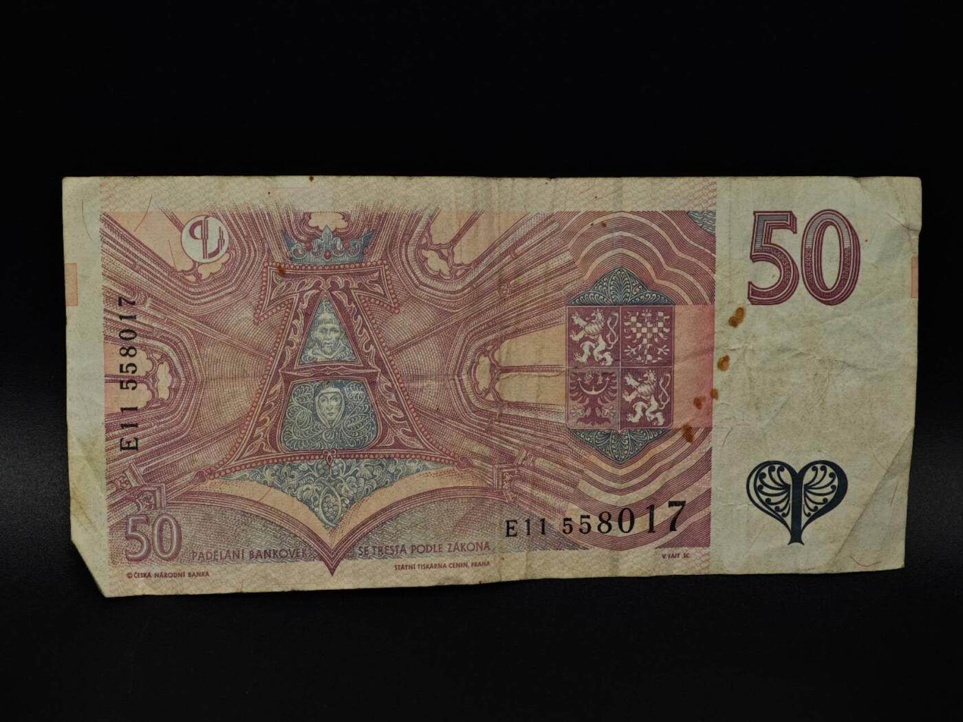  【淘币小摊】限时拍第八百八十四拍   纸币场    每周一统一发货 捷克50克朗纸币【有折】