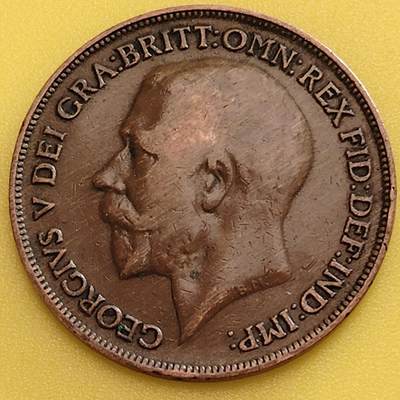 布加迪🐬～世界钱币(上海)🌾第 282 期 /  各国套币和散币 - 英国🇬🇧 1920年 1便士 乔治五世