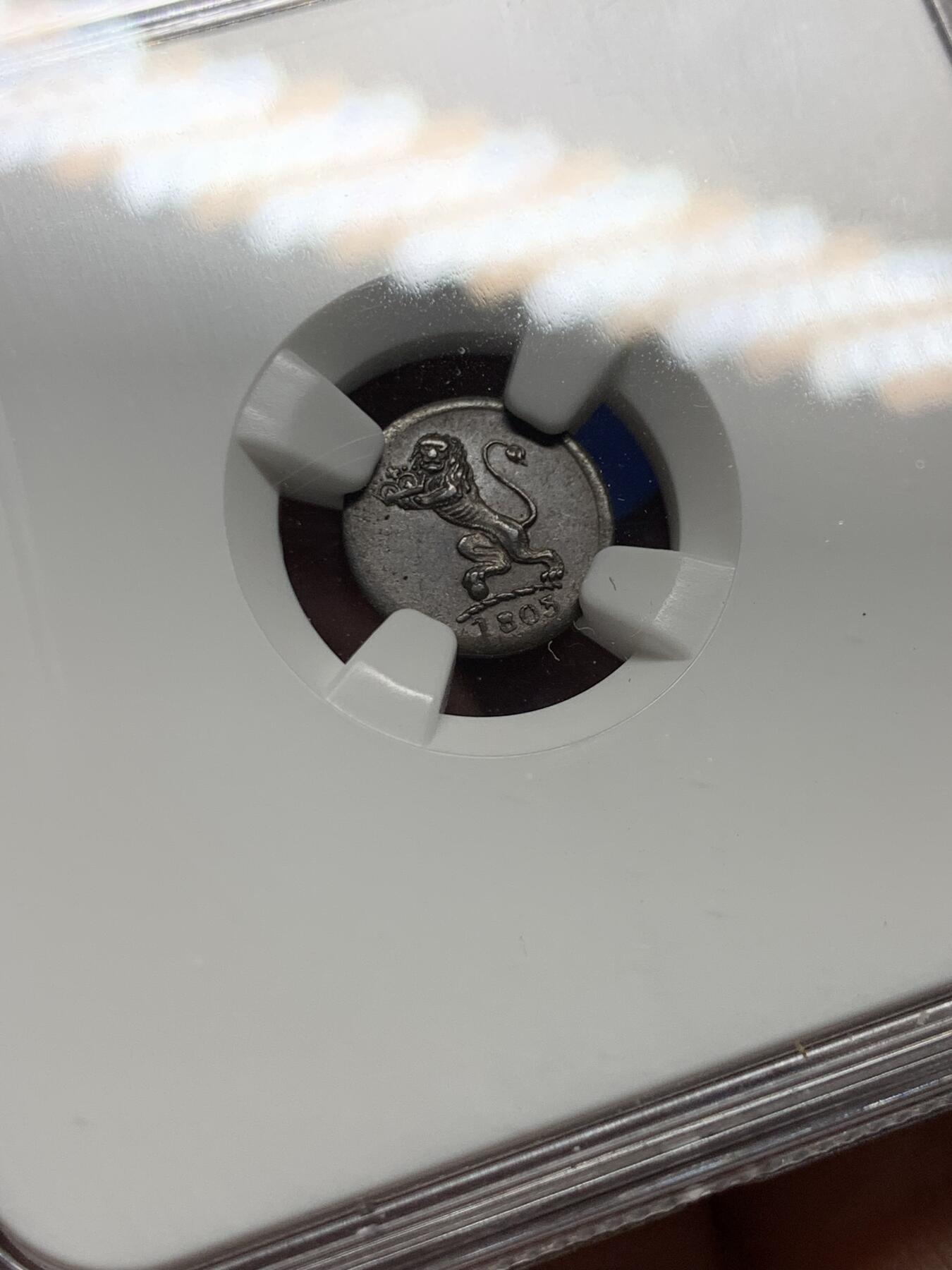 《竞宝斋》第474场 周日，周一 2场连拍 （全场包邮）欢迎送拍 NGC AU55BN 英属印度马德拉斯总督辖区1803年1CASH铜币