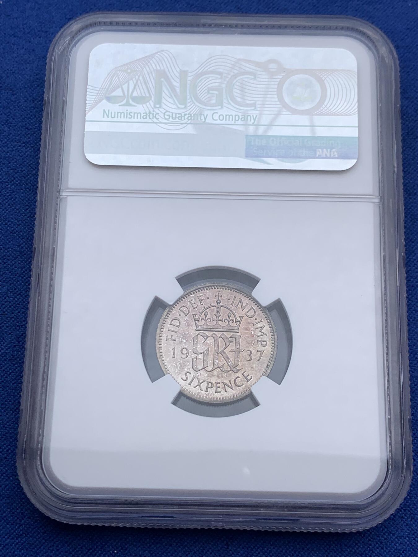 《竞宝斋》第474场 周日，周一 2场连拍 （全场包邮）欢迎送拍 11枚一组 含7枚银币 NGC PF62-65 英国1937年乔六首年1/4P-1克朗精制币