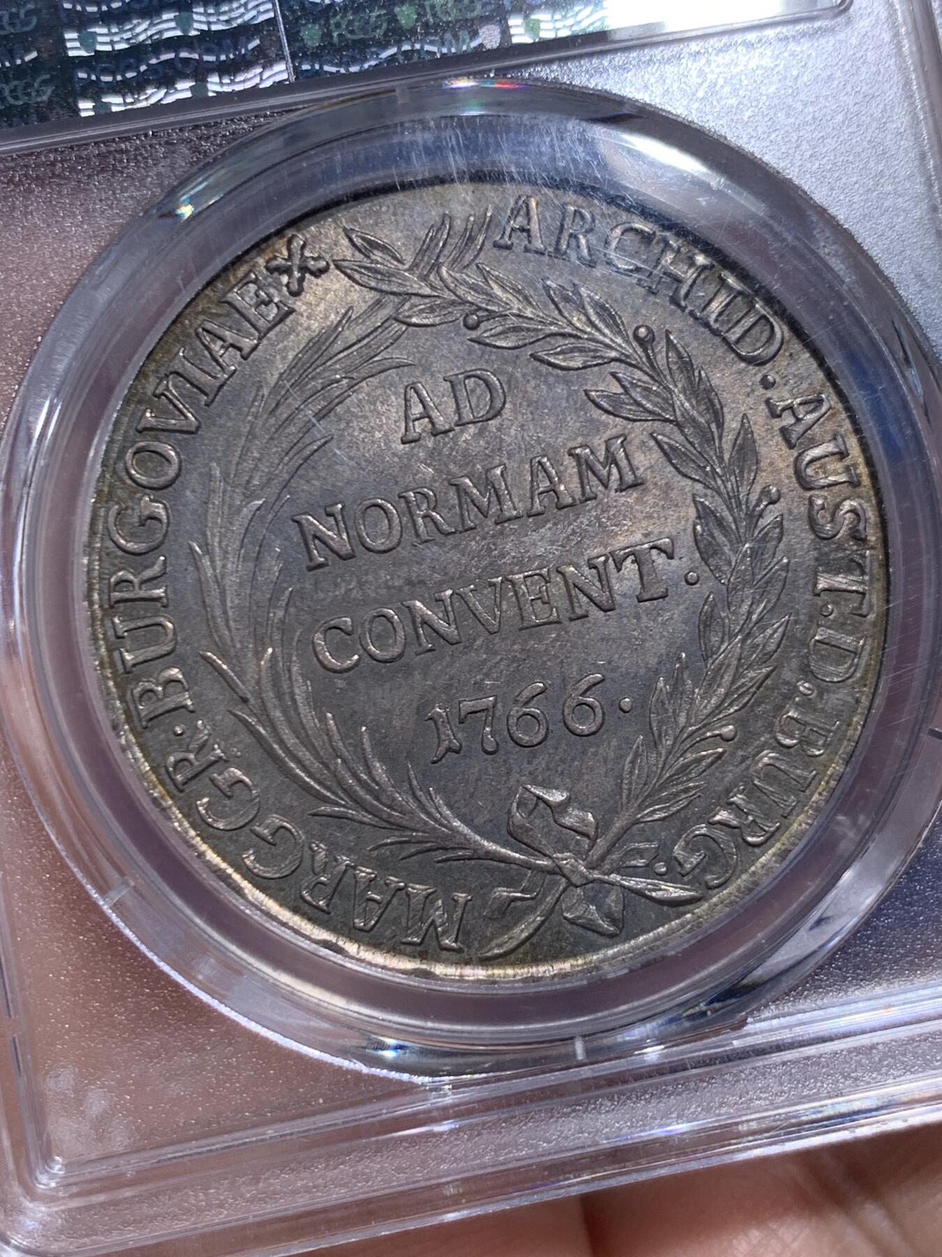 《竞宝斋》第474场 周日，周一 2场连拍 （全场包邮）欢迎送拍 PCGS MS62 奥地利1766年哈布斯堡王朝1泰勒大银币 双面全深打 底板光度好 包浆也漂亮