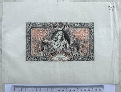 2026第5场（总第232期）：精品测试钞、外钞综合场 - 法国DES 1938年版“路易十四”广告宣传测试钞原版大尺寸含人像水印（右边不平整）