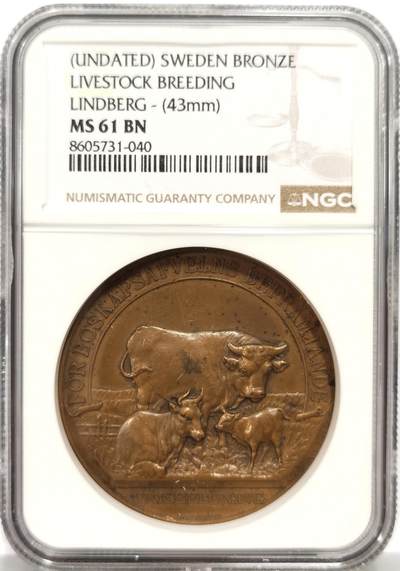 博洋堂“芳菲春韵”3月精品大拍专场暨第166期（全场包邮） - NGC MS61BN 瑞典畜牧业育种纪念铜章，43mm
