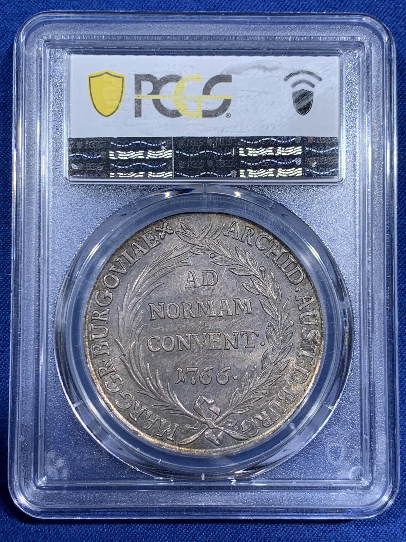《竞宝斋》第474场 周日，周一 2场连拍 （全场包邮）欢迎送拍 PCGS MS62 奥地利1766年哈布斯堡王朝1泰勒大银币 双面全深打 底板光度好 包浆也漂亮