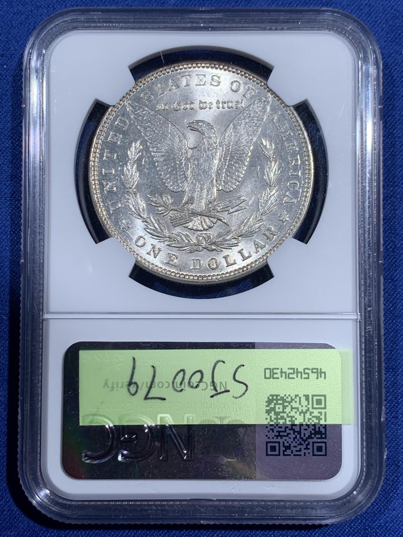 《竞宝斋》第474场 周日，周一 2场连拍 （全场包邮）欢迎送拍 NGC MS62 美国1887年摩根1美元银币