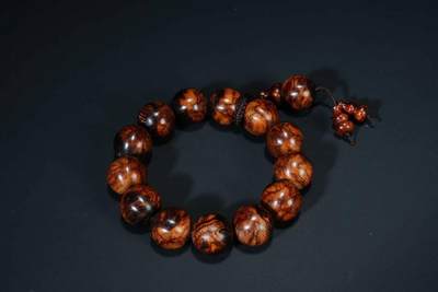 上海都达杂项专场五十八【全场包邮】  - 黄花梨虎皮纹-天然龙肝香1.9圆珠手串93-252