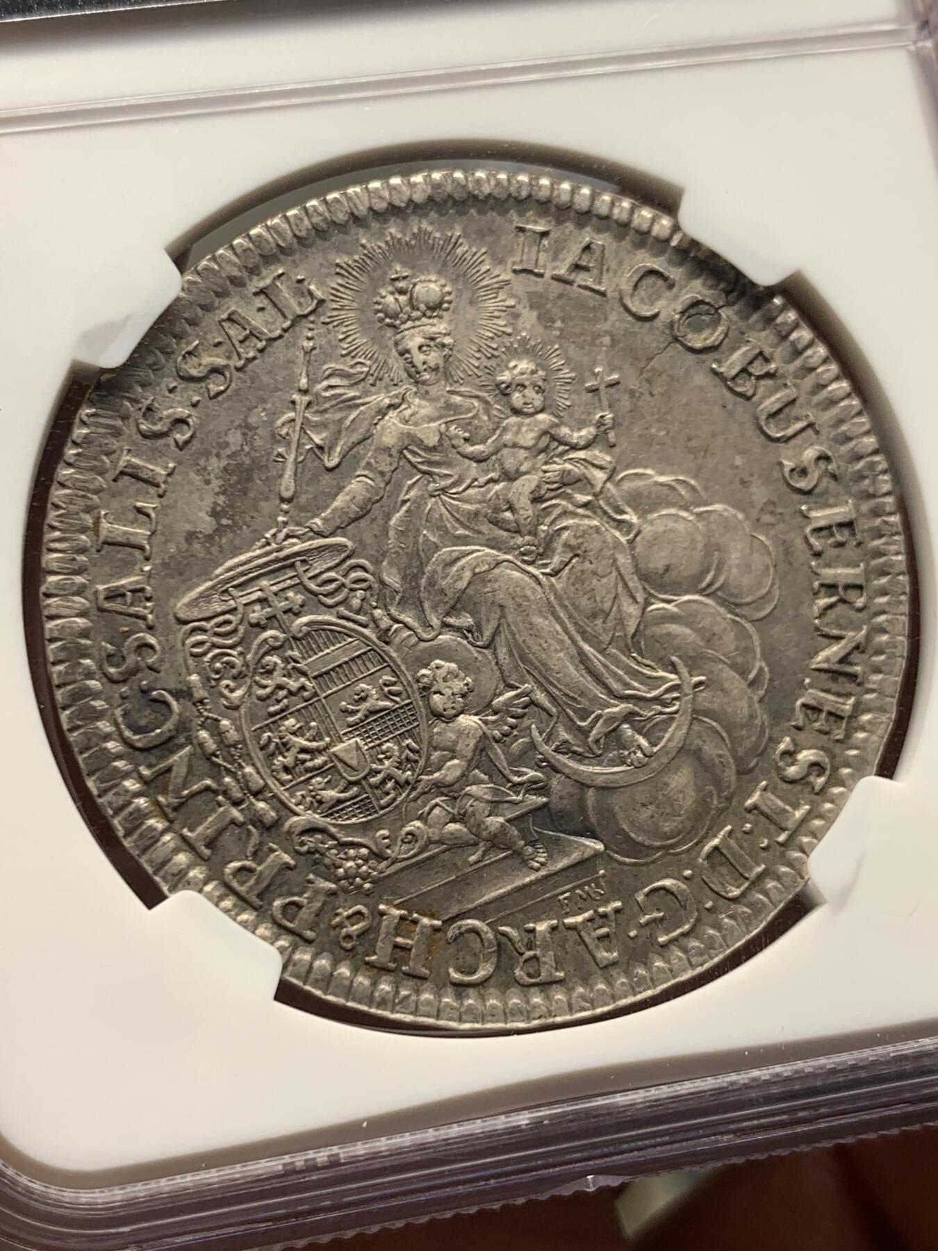 《竞宝斋》第474场 周日，周一 2场连拍 （全场包邮）欢迎送拍 冠军分 NGC MS62 萨尔茨堡大主教区 1745年 泰勒大银币 独年发行 2023HA 同城成交3.1W 主教区泰勒不可或缺的品种