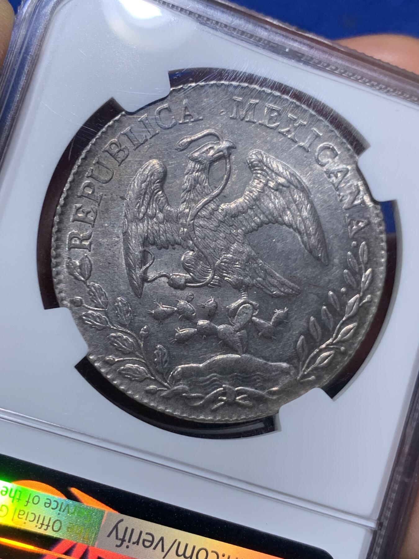 《竞宝斋》第474场 周日，周一 2场连拍 （全场包邮）欢迎送拍 NGC MS62 墨西哥1894年花边鹰洋 少见CA版 原光底板细腻