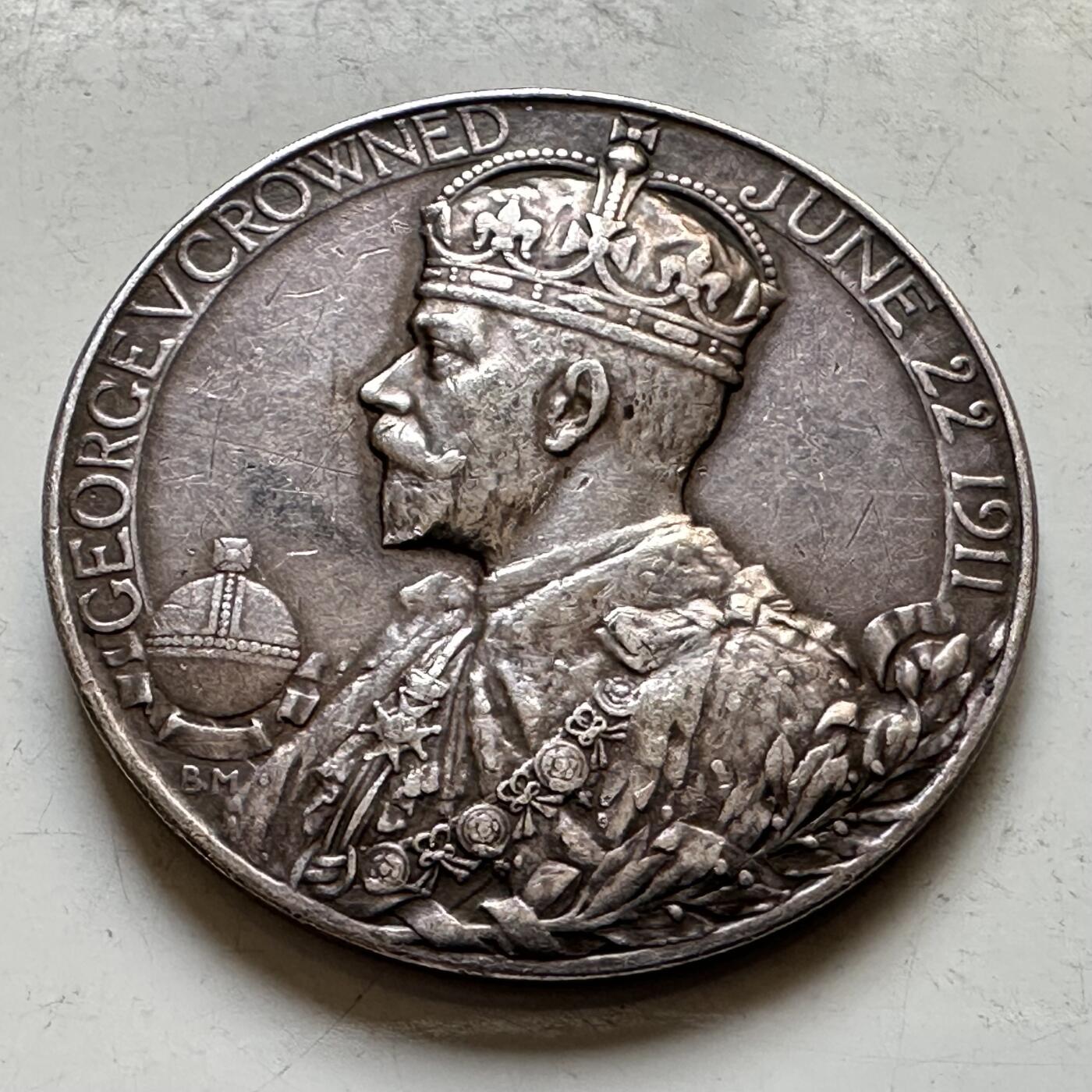 🌹外币初藏🌹🐯2026年第34场   每周二四六晚8️⃣点 接代拍 英国 1911年 乔治五世加冕官方银章 30.5毫米-12.2克 92.5%银